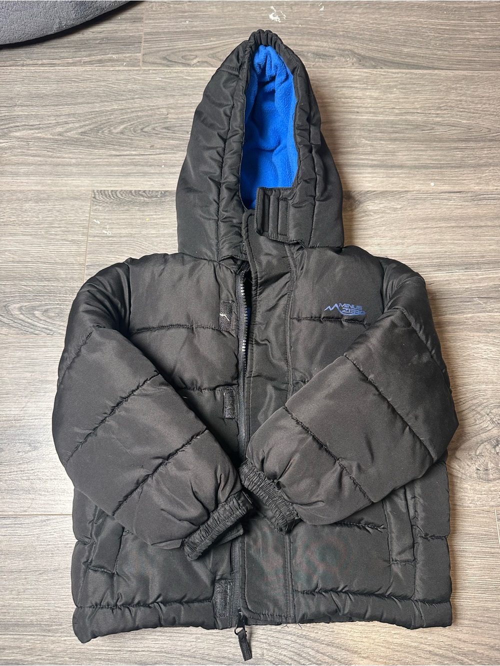 Kids Black Puffer Coat with Blue Lining - Mountain Ridge